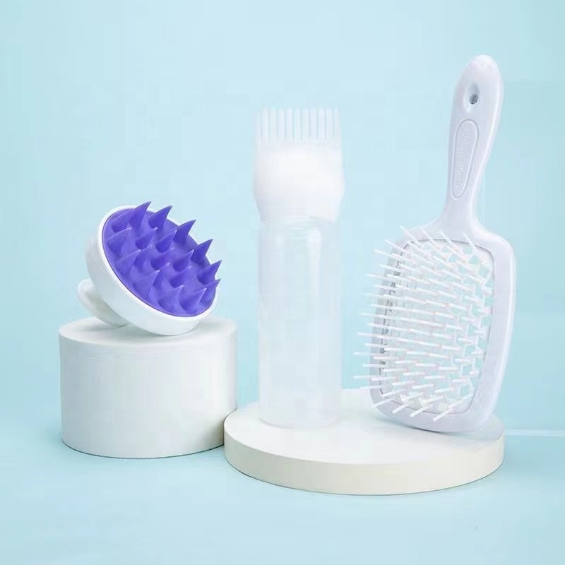 PDANY Hair Tools Massage Shampoo Brush Shampoo Bottle Dry Cleaning Toothed Shampoo Comb Bottle Set