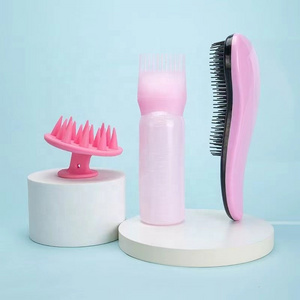 PDANY Hair Tools Massage Shampoo Brush Shampoo Bottle Dry Cleaning Toothed Shampoo Comb Bottle Set