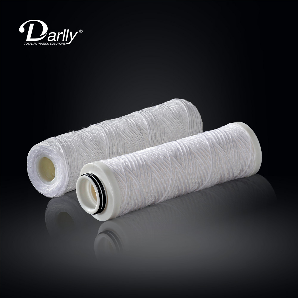 10'' Water Filter Cartridge 1 Micron 5 Micron PP Yarn Fiber Glass String Wound Cartridge Filter Fiber Filter For Water Treatment