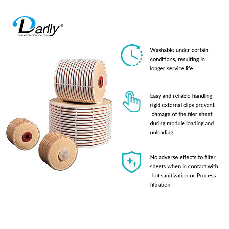 Hangzhou Darlly 16 Inch Lenticular Filters Oil Wax Filters Clarification Micron Filter Cartridges For Food And Beverage