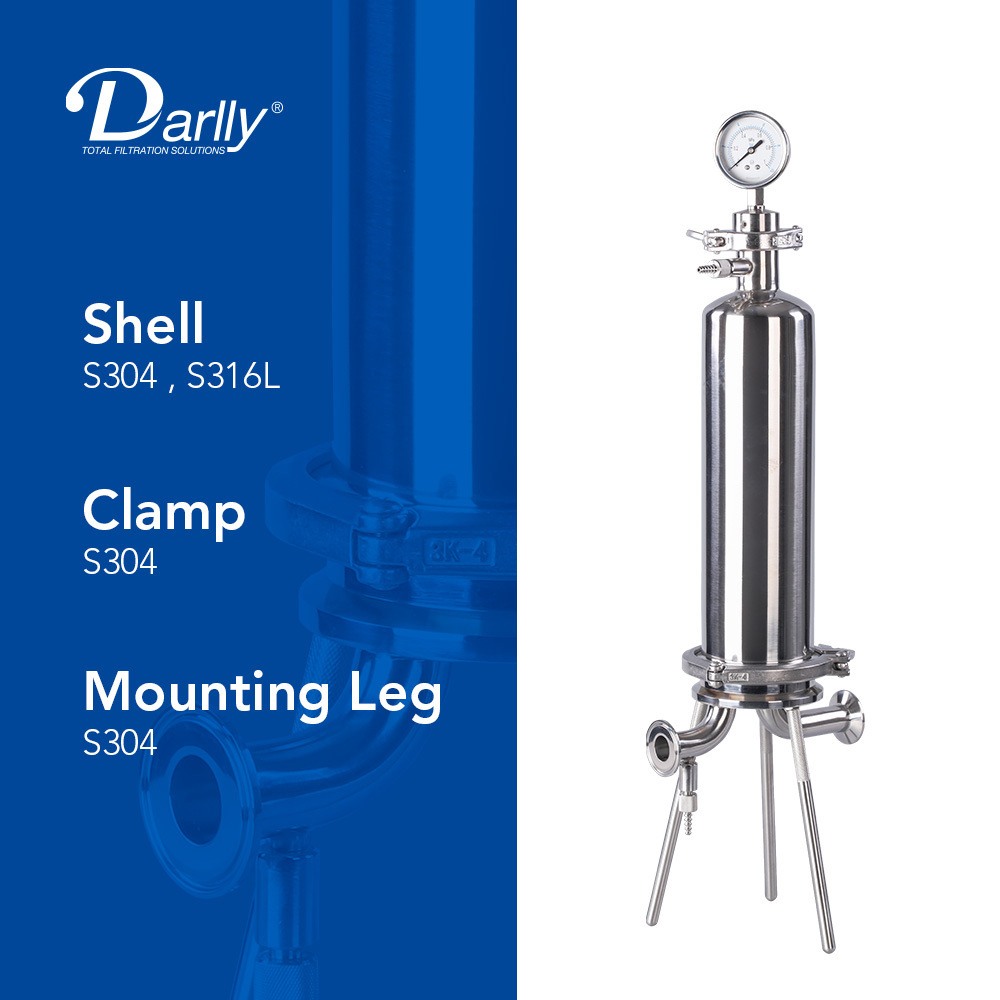 Hangzhou Darlly Filter Housing Stainless Steel Membrane Pleated Filter Cartridge 10/20Inch Code 7 Filter Housing Food Grade Oil