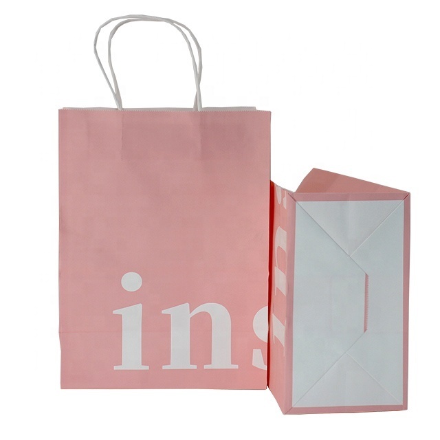 Popular Sale Paper Bags With Handles 8 x 4.25 x 10 In Stock Eco-Friendly Take Out Victoria Secret Pink Paper Bags