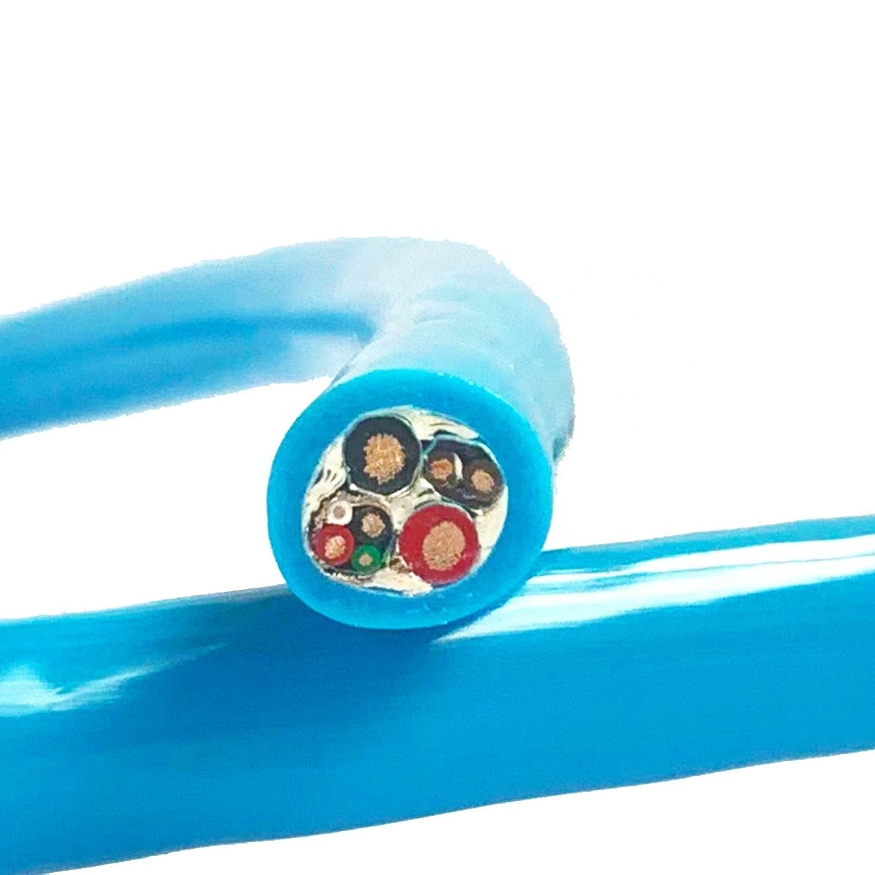 Blue PUR Foam Jacket 4 Core ROV Tether Cable Underwater Pressure Sensor ROV Theter Underwater Cable