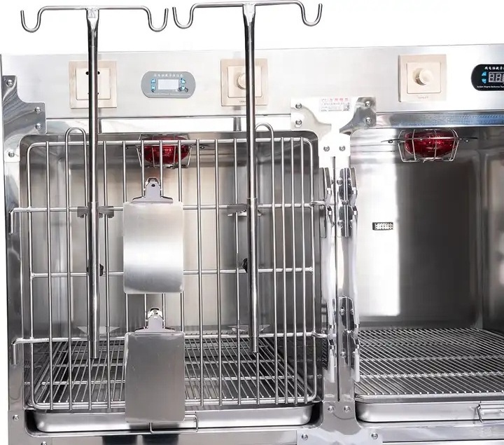 Veterinary hospital stainless steel cat animal pet dog oxygen cu cage vet clinic veterinary therapy cage