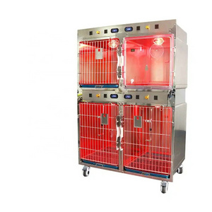 Veterinary hospital stainless steel cat animal pet dog oxygen cu cage vet clinic veterinary therapy cage