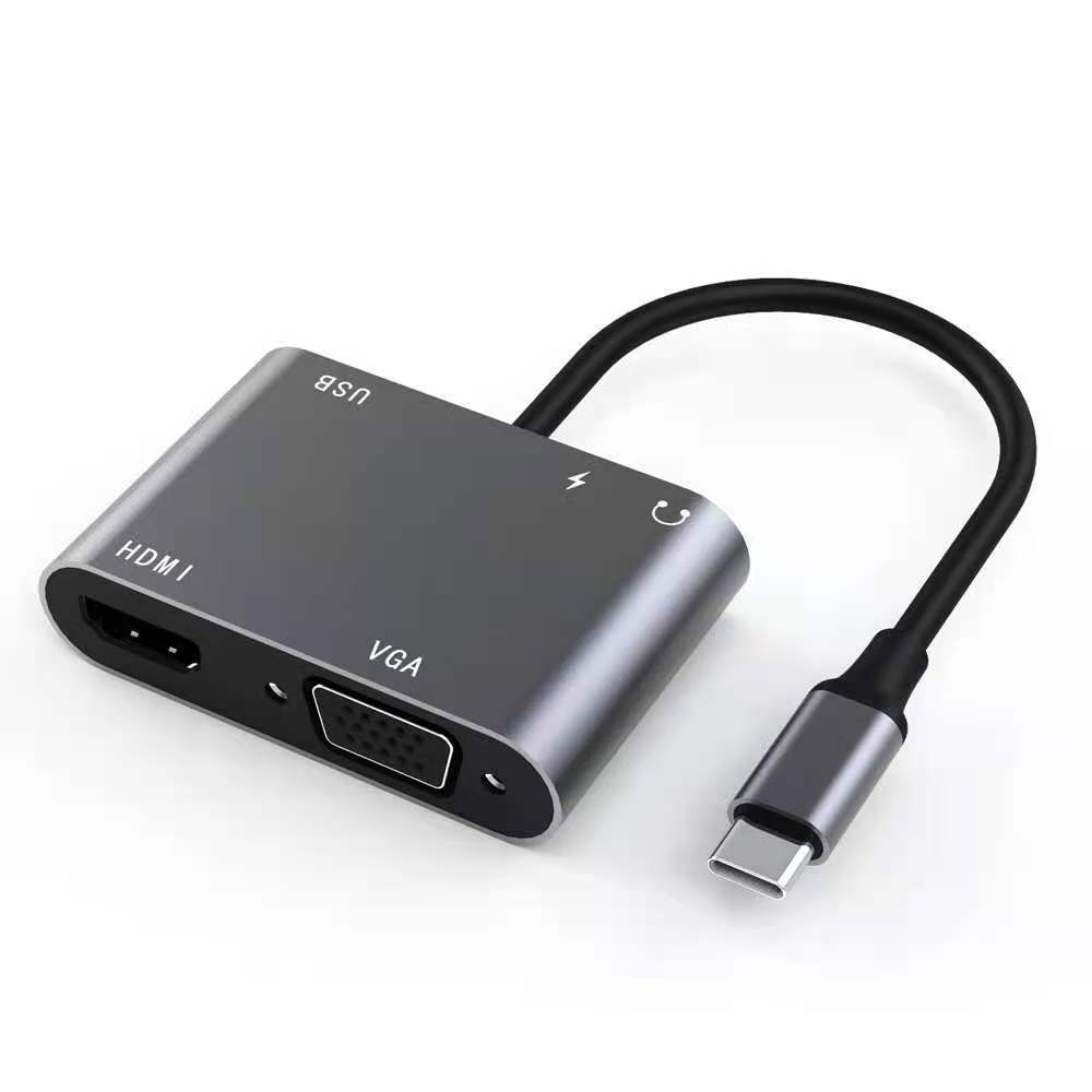 5 in 1 USB Type C To VGA USB 3.0 PD Audio Hub Adapter 4K 30HZ Hub Multifunction Adapter USB-C Hub