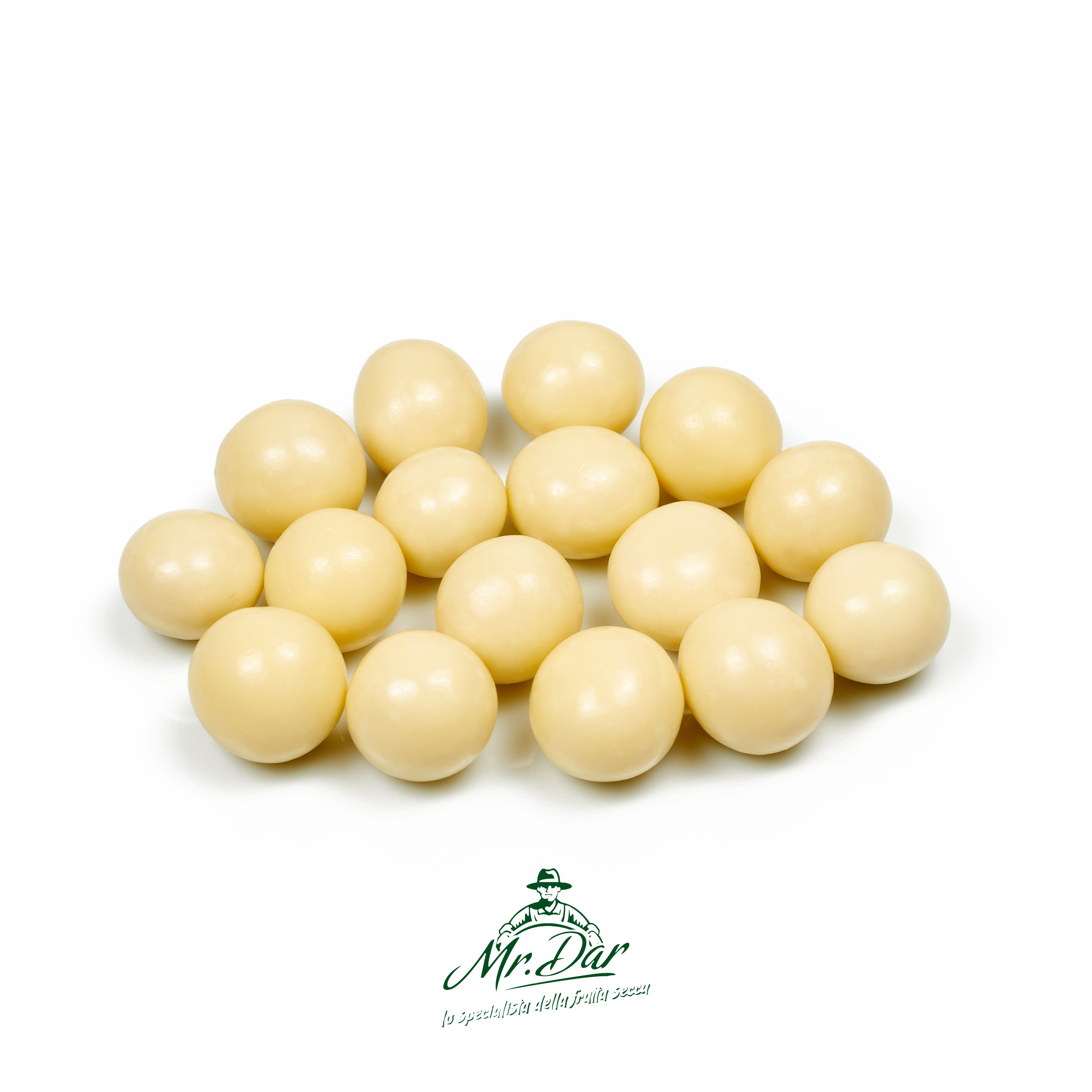 Superior quality roasted hazelnuts covered with white  chocolate in 1 kg ten-pieces box for b2b sales