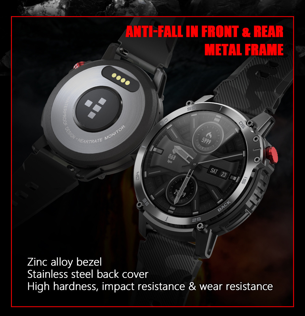 Outdoor C22 Smartwatch CE ROHS FCC IP68 2023 Men's Fitness 4GB Memory MP3 Function Local Music Rugged C22 Smart Watch