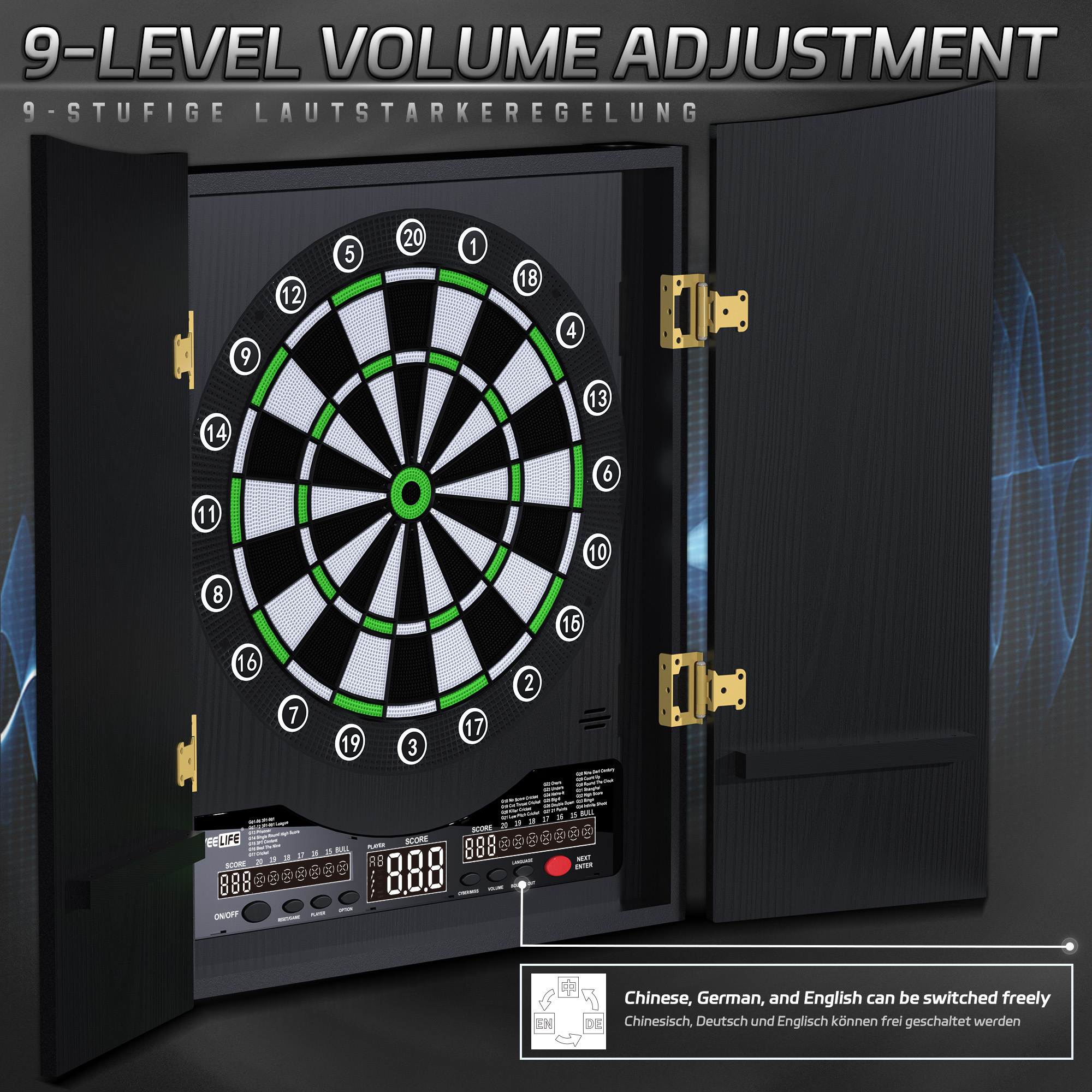 CyeeLife Professional Electronic Dartboard with Wooden Cabinets