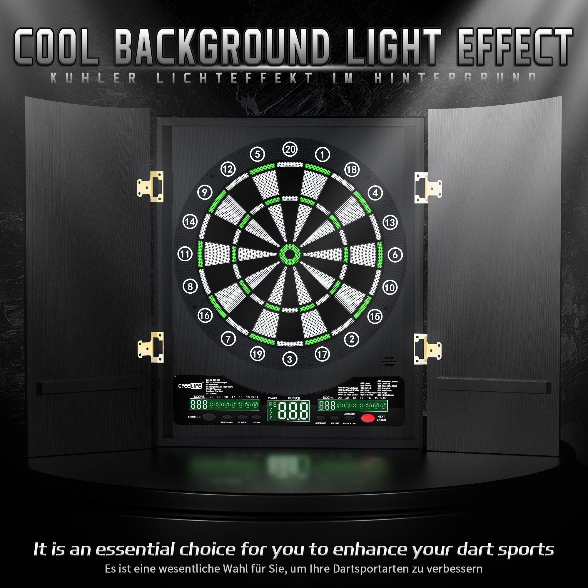 CyeeLife Professional Electronic Dartboard with Wooden Cabinets