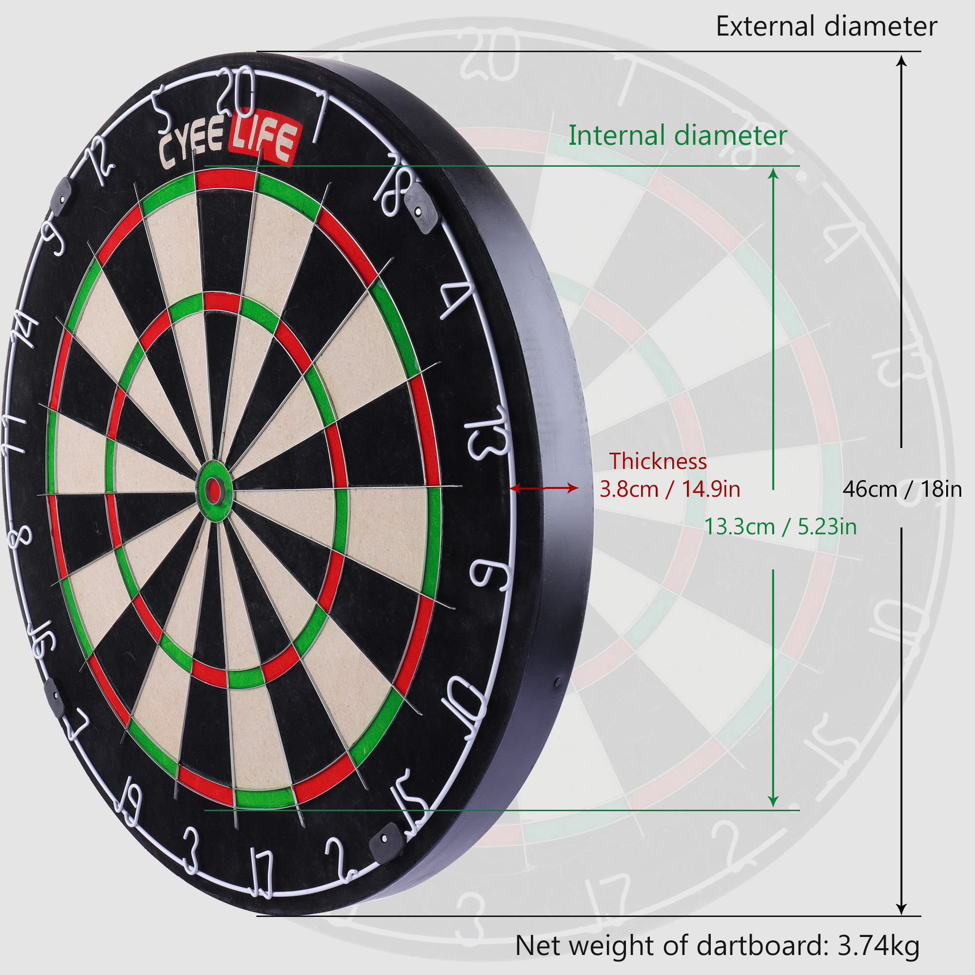 18in For Competition and Steel Tip Dart Games Blade Sisal Dartboard With Handing Tool Professional Dart Board