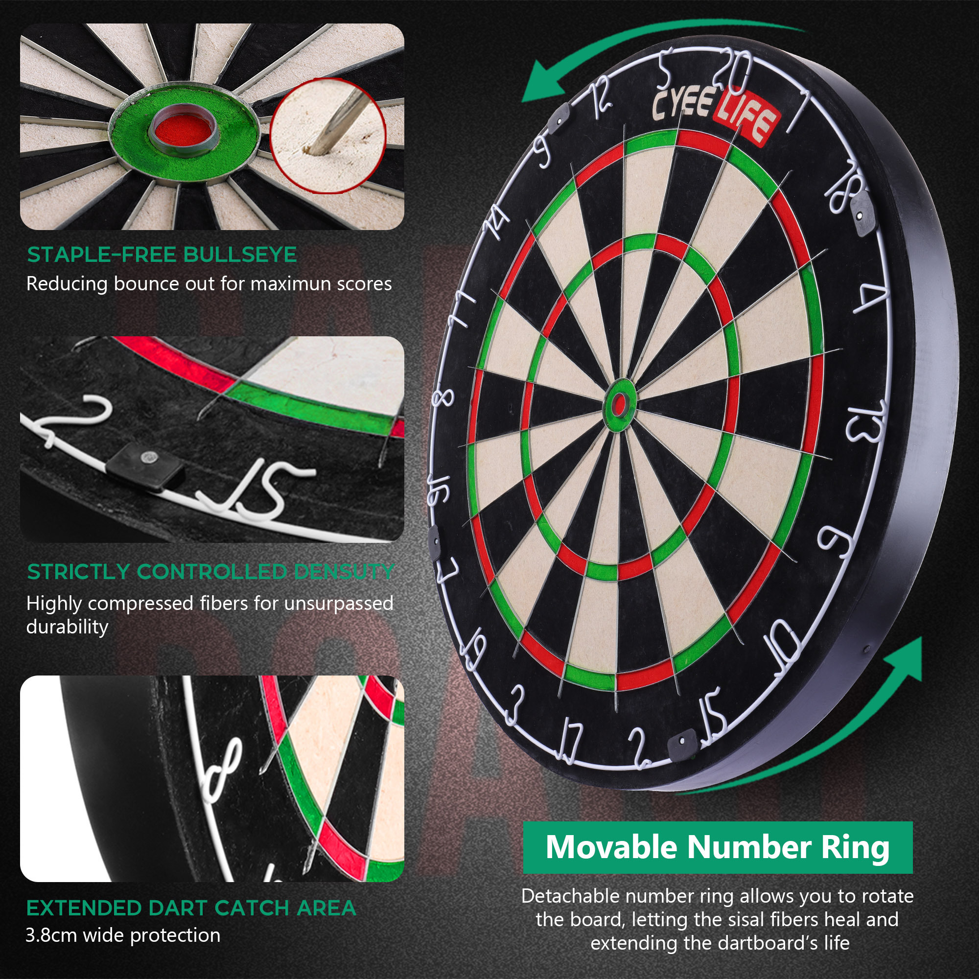 18in For Competition and Steel Tip Dart Games Blade Sisal Dartboard With Handing Tool Professional Dart Board