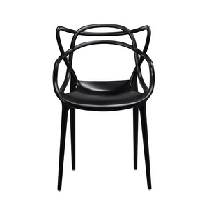 Hot Selling Stackable Creative Design Black Round Chair Plastic Leisure Chair with Arm