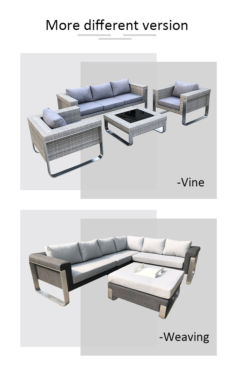 Luxury Modern Aluminum Furniture Garden Sofa Set Patio Aluminum Outdoor Sofa Hotel Villa Teak L Sectional Sofa