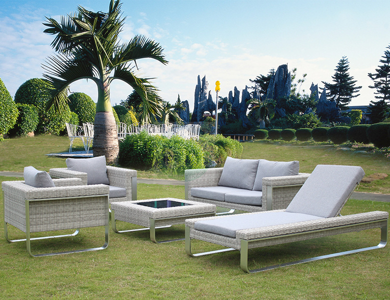 Luxury Modern Aluminum Furniture Garden Sofa Set Patio Aluminum Outdoor Sofa Hotel Villa Teak L Sectional Sofa