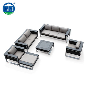 Luxury Modern Aluminum Furniture Garden Sofa Set Patio Aluminum Outdoor Sofa Hotel Villa Teak L Sectional Sofa