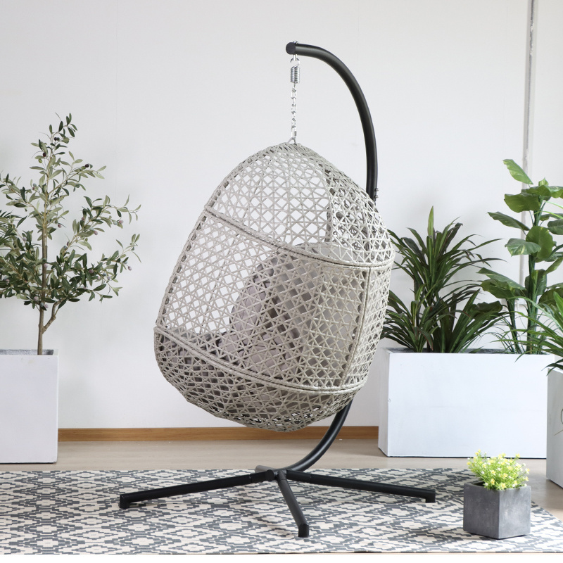 Outdoor Rattan Wicker Hanging Egg Swing Basket Chair Hammock leisure with cushion