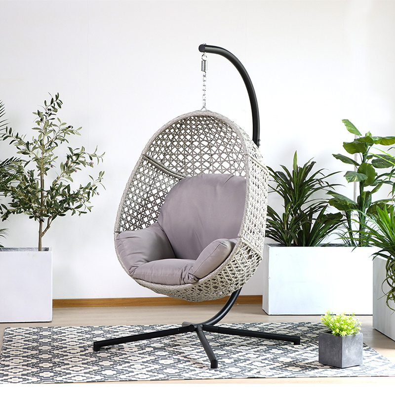 Outdoor Rattan Wicker Hanging Egg Swing Basket Chair Hammock leisure with cushion