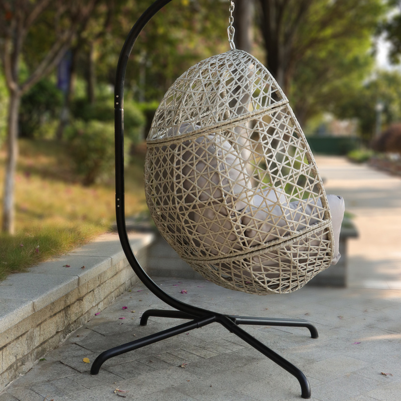 Portable Outdoor Hammock Chair Hanging Rattan Swing Seat with Stand