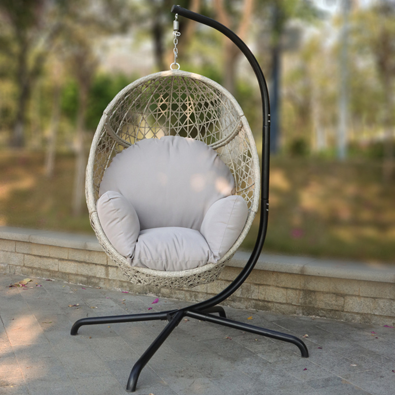 Portable Outdoor Hammock Chair Hanging Rattan Swing Seat with Stand