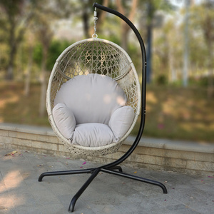 Portable Outdoor Hammock Chair Hanging Rattan Swing Seat with Stand