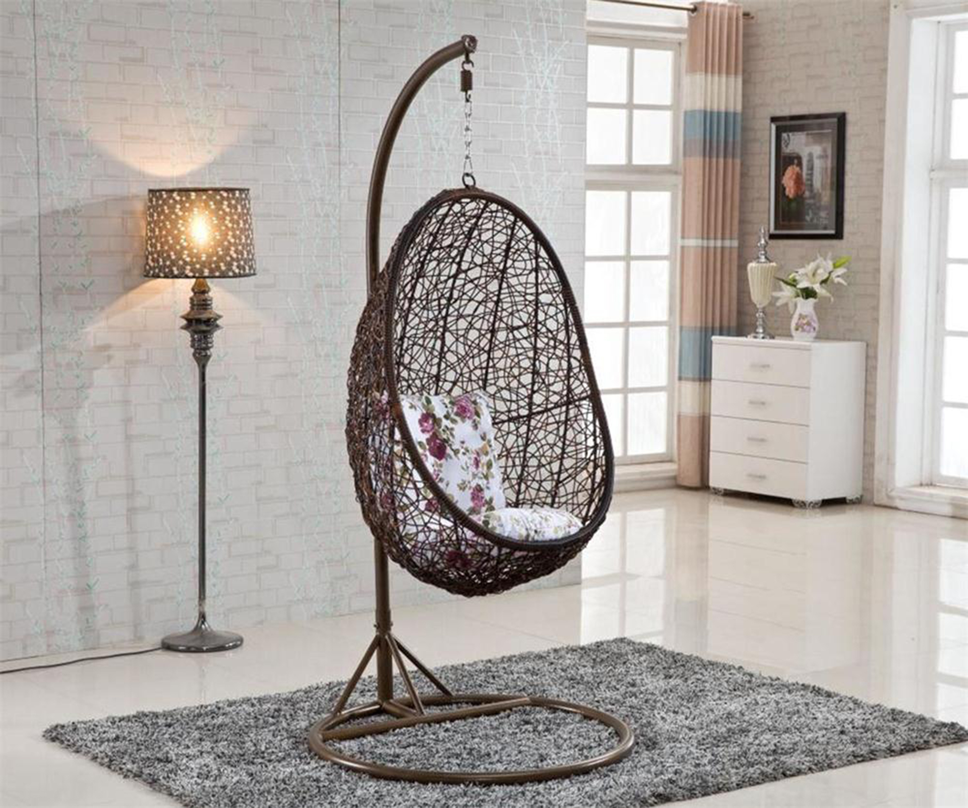 Cheap price indoor outdoor acrylic modern hanging swing chair bamboo patio rattan wicker egg swing clear chair