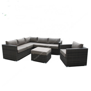 China competitive price sectional aluminum PE rattan outdoor garden set of sofa with cushions