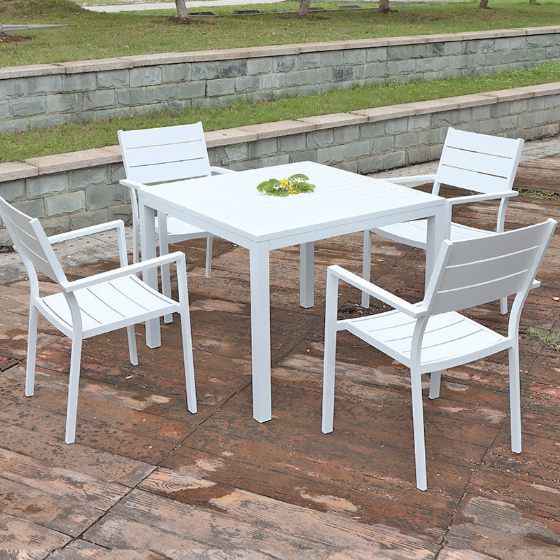 Aluminum Frame Outdoor 1+4 Black Courtyard Dining Chairs And Table Garden Furniture Patio Dining Table Sets