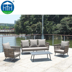 China manufacturer outdoor sofa lounge furniture rattan wicker rope sofa set garden furniture