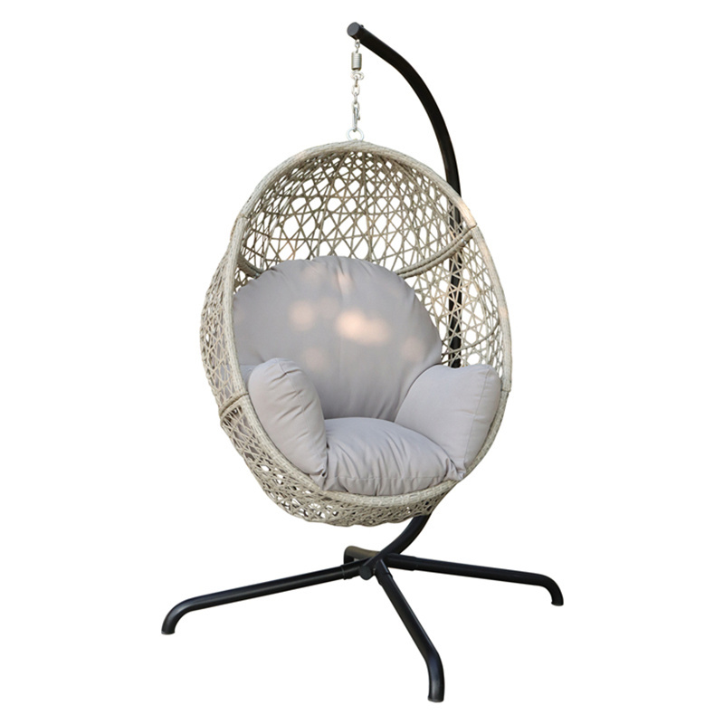 Hotsale steel PE rattan wicker outdoor garden swinging chair for home use