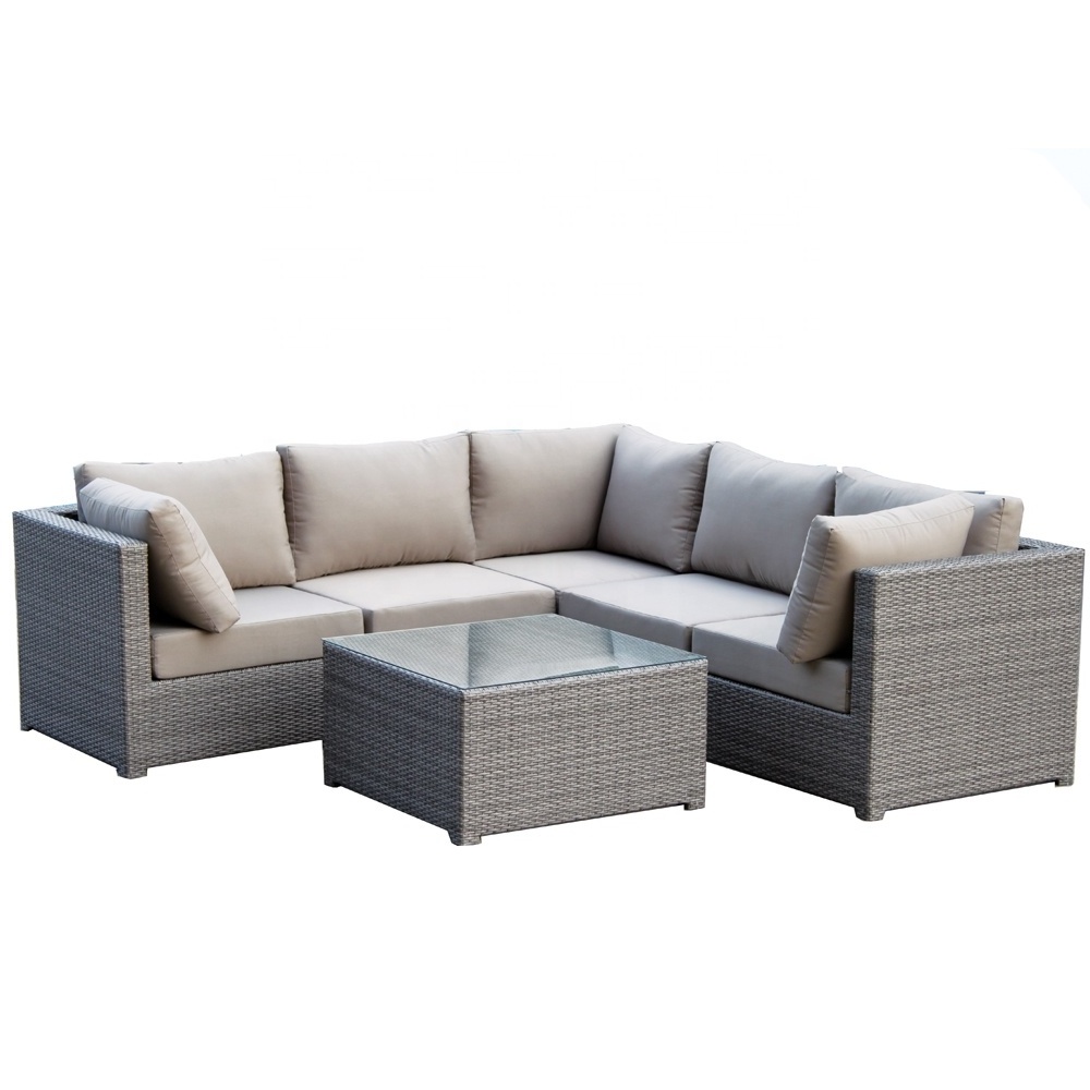 High end manufacturing wholesale rattan modular sectional L shape outdoor garden lounge sofa