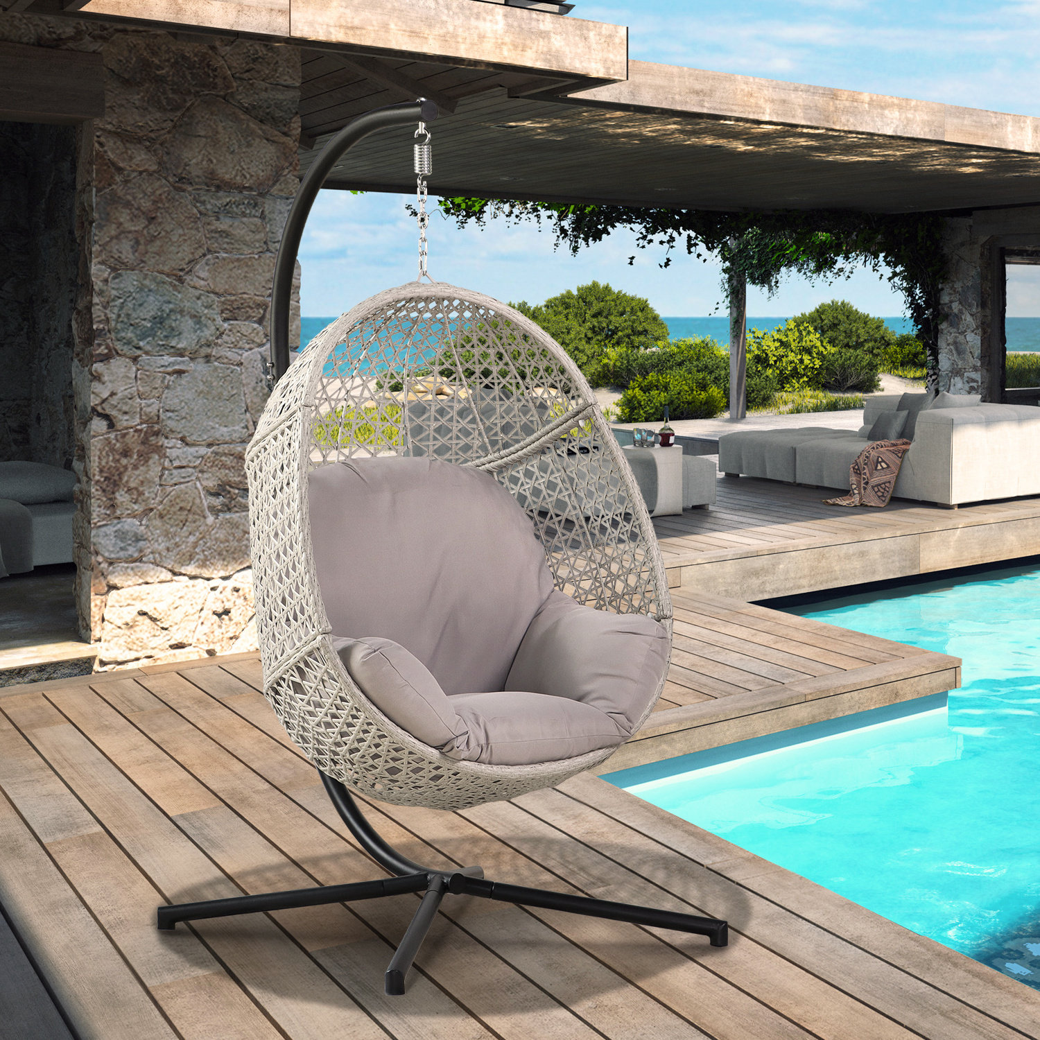 Rattan elegant hanging egg chair outdoor garden balcony bedroom comfortable cheap swing chair