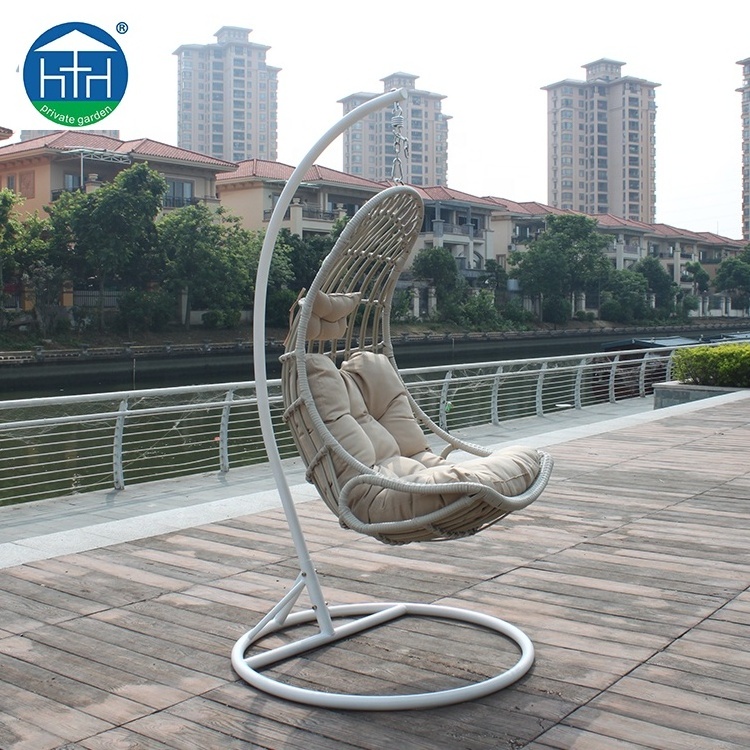 Elegant balcony hammock swing chair rattan egg chair garden furniture with stand and cushion