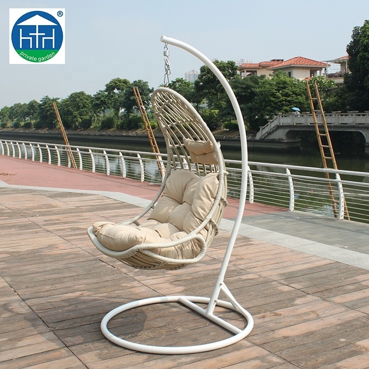 Elegant balcony hammock swing chair rattan egg chair garden furniture with stand and cushion