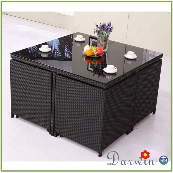 Classic Space saving Cube dining sets for garden and  wicker dining set rattan outdoor furniture