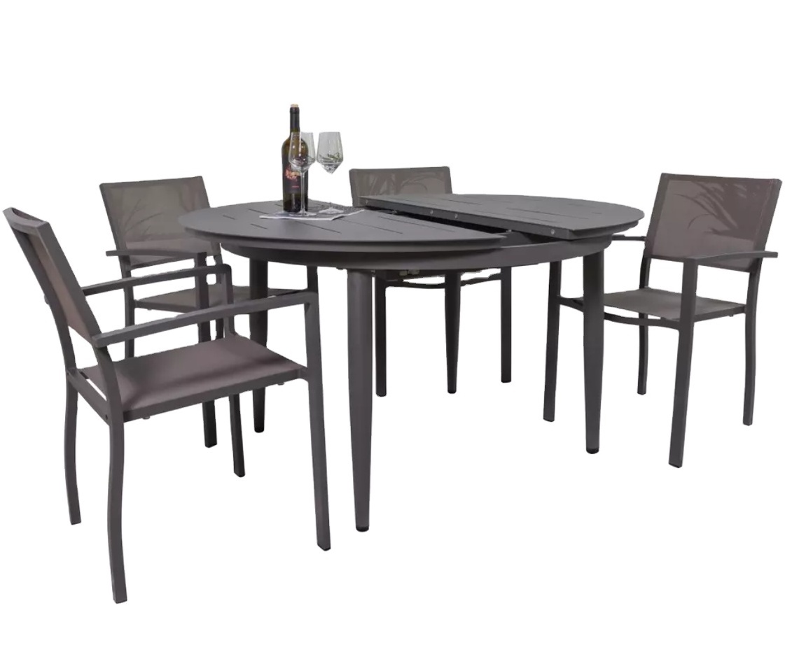 Wholesale price good quality patio aluminum frame outdoor round extending table sets