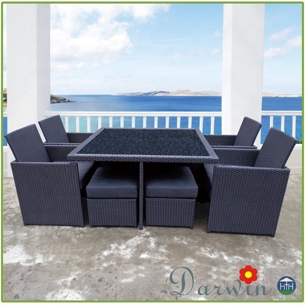 Classic Space saving Cube dining sets for garden and  wicker dining set rattan outdoor furniture