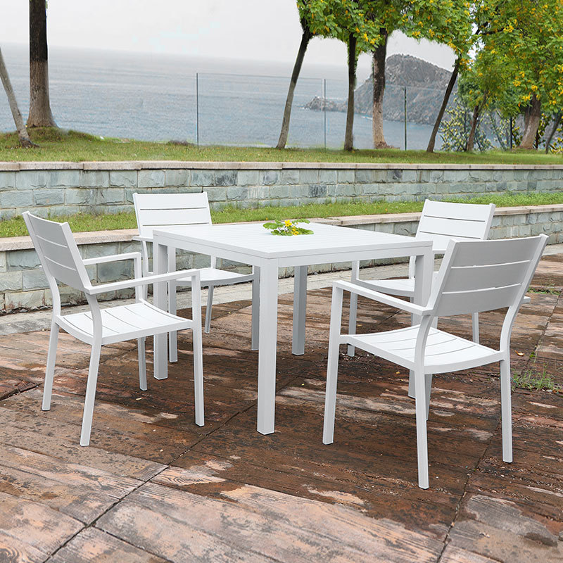 Aluminum Frame Outdoor 1+4 Black Courtyard Dining Chairs And Table Garden Furniture Patio Dining Table Sets