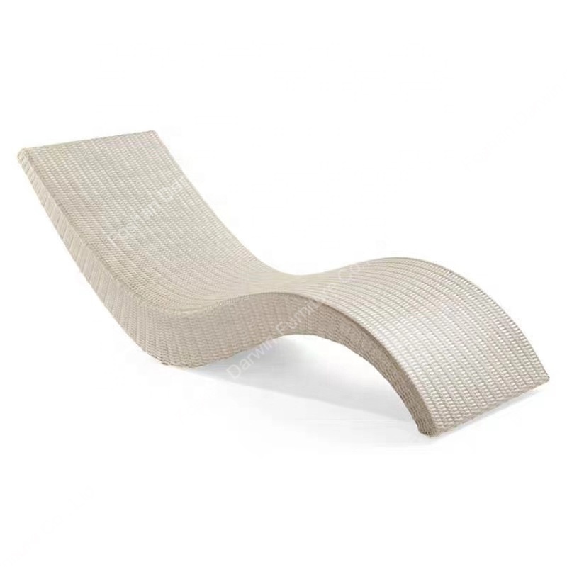 Curved shape wicker fabric chaise lounger chairs aluminium sunbed  garden outdoor beach beds sun lounger