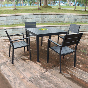 Aluminum Frame Outdoor 1+4 Black Courtyard Dining Chairs And Table Garden Furniture Patio Dining Table Sets