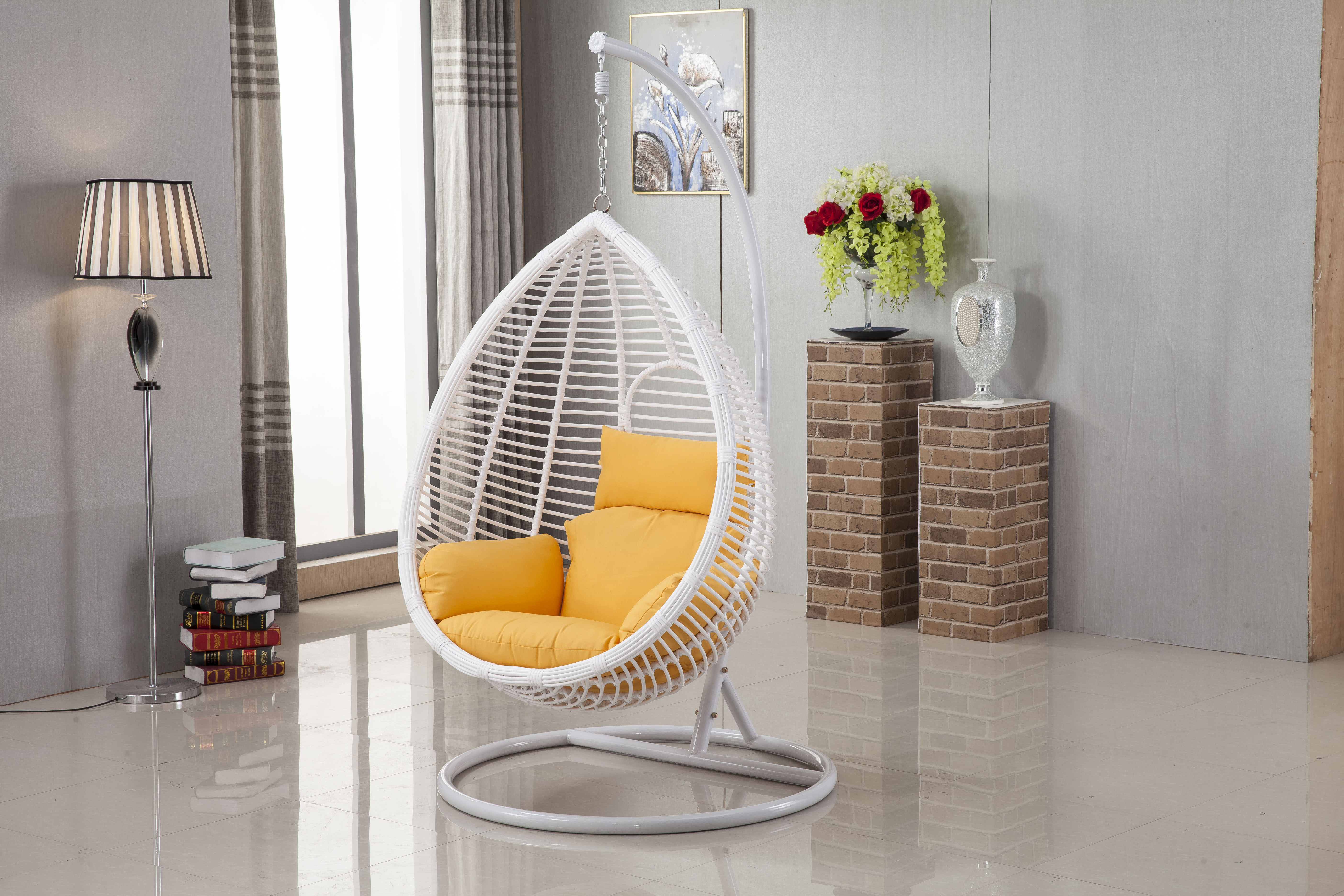 Outdoor Furniture Patio Wicker Hammock Garden Swinging Chairs Synthetic PE Rattan Patio Swings