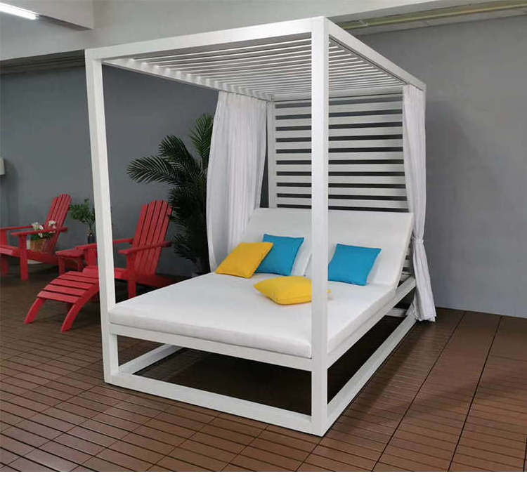 luxury hotel wood daybed sunbed outdoor chaise outdoor daybed with mosquito net garden furniture outdoor daybed