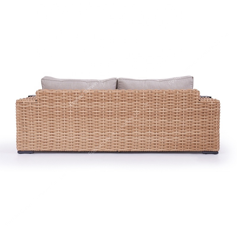 Luxury outdoor furniture wide arm garden sofa set half round rattan wicker sofa lounge