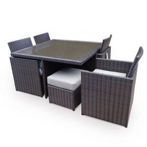 Classic Space saving Cube dining sets for garden and  wicker dining set rattan outdoor furniture