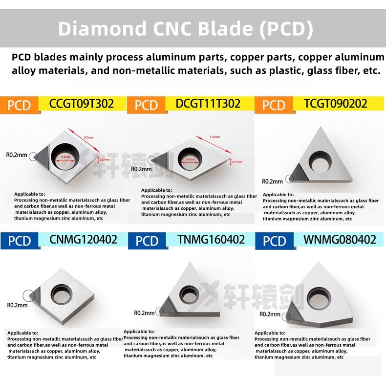 CCGT060202 DCGT070202 CCGT09T302 CCGT120402 TCGT090204 TCGT110202 PCBN/PCD Inserts Diamond CNC Boring Inserts Cutting Tools OEM