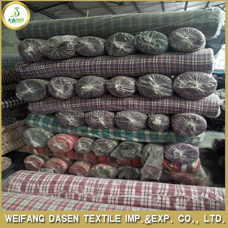 stocks fabric plaid yarn dyed 100% cotton fabric