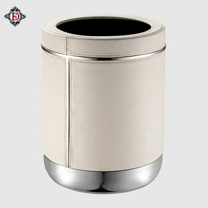 Hotel metal bins custom wholesale double layer silver 304 stainless steel trash can luxury bathroom room trash can