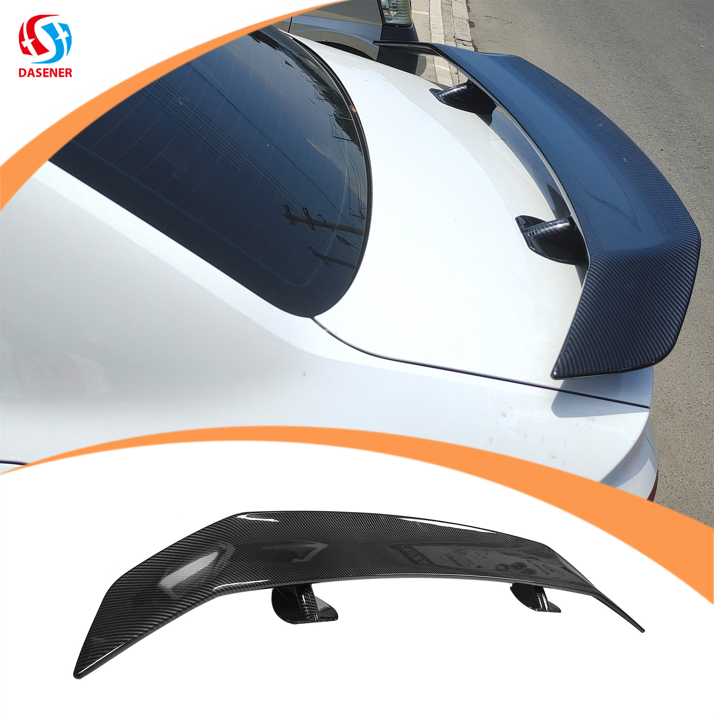 Dasener Manufacture Car Other Exterior Accessories Rear Car Spoiler, Carbon Fiber Colour Universal Hatchback Rear Wing Spoiler