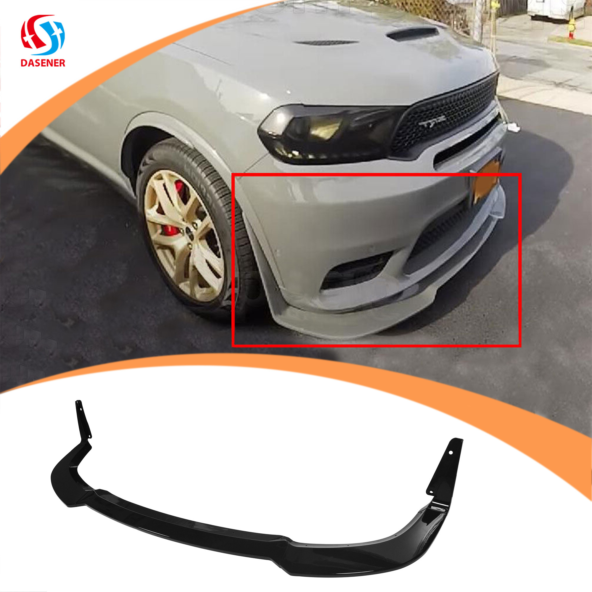 Dasener Factory Price Auto Accessories Front Bumper Lip Front Splitter 2018-2020 Plastic Carbon Black for Dodge Durango Body Kit