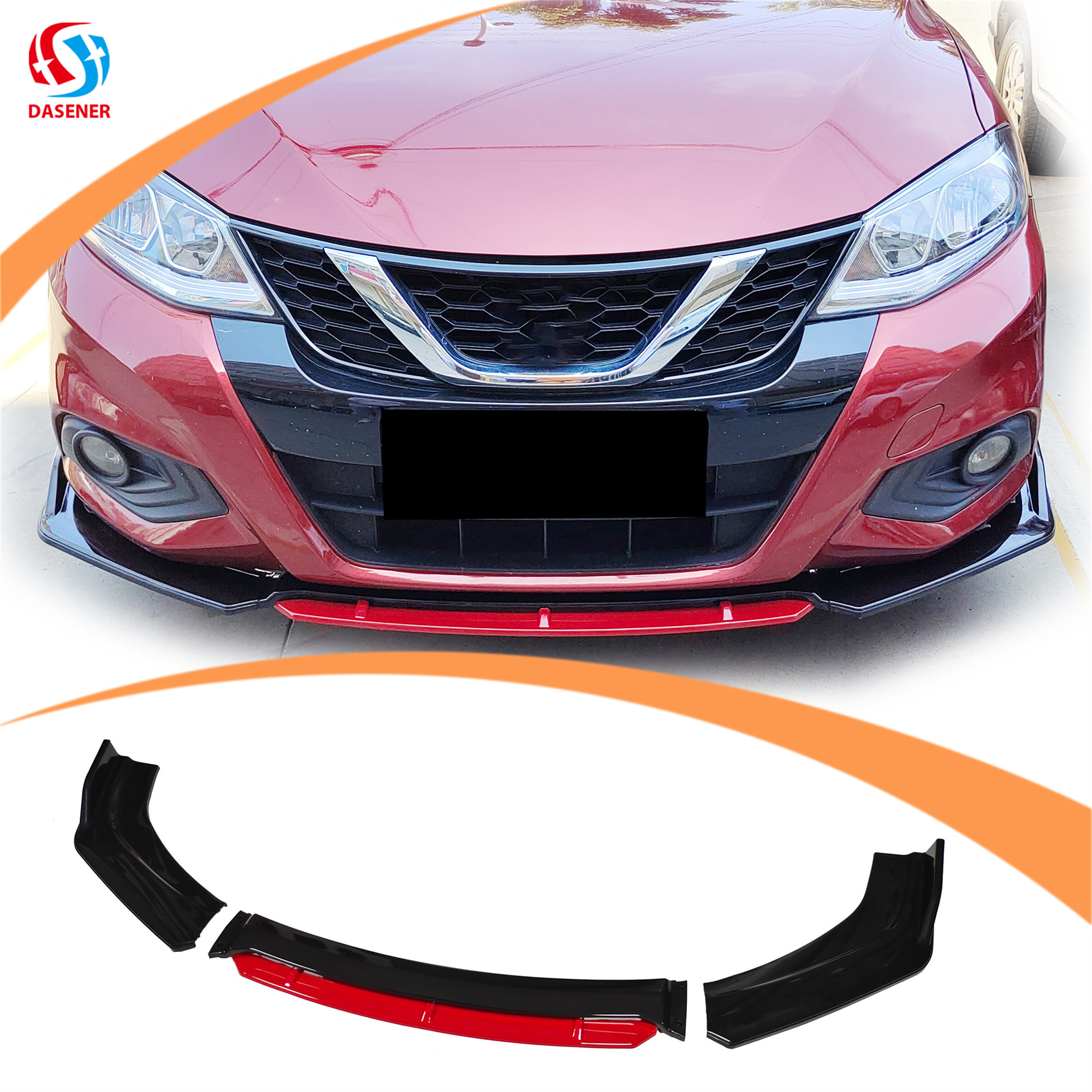 Dasener Brand Factory Manufacture Auto Accessories Parts Universal Front Bumper Lip Front Splitter Body Kits For All Sedan Cars